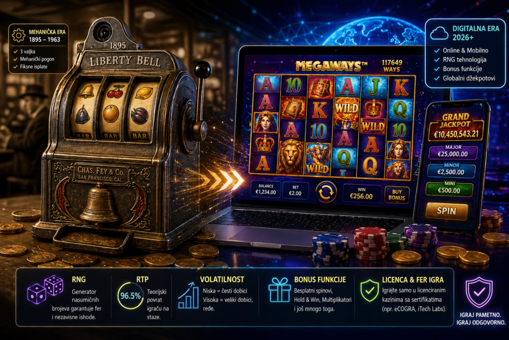 infografika slot mašina nekad i danas