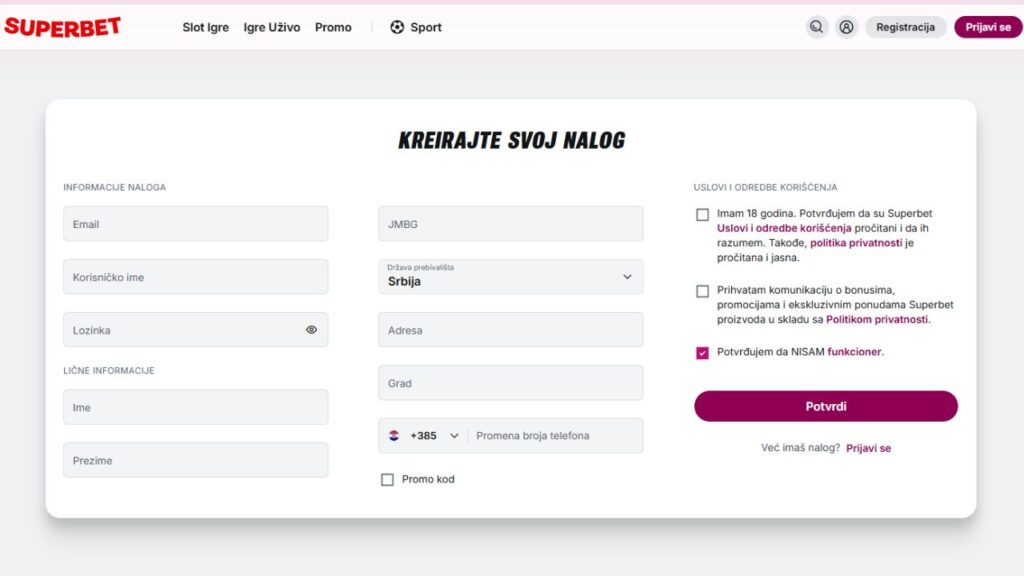 Superbet registracija