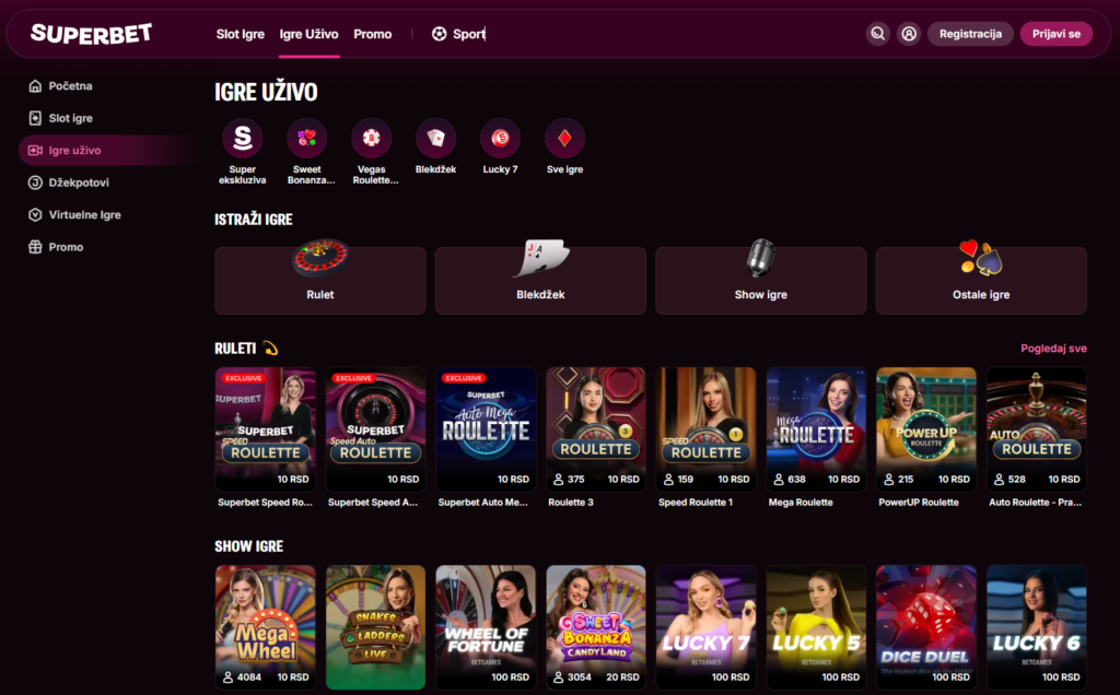 kazino live dealer sekcija