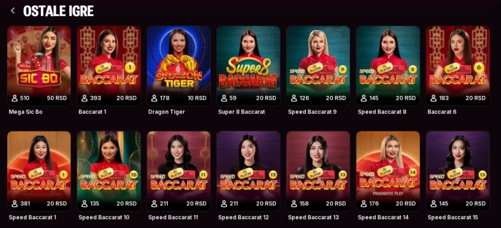 live baccarat varijante
