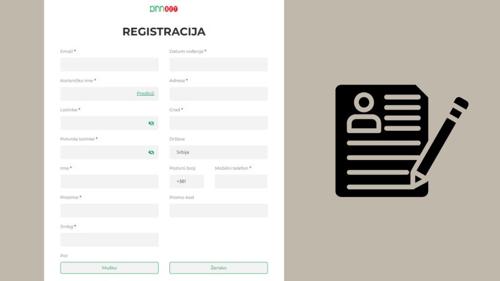 Registracija naloga u PinnBet kazinu