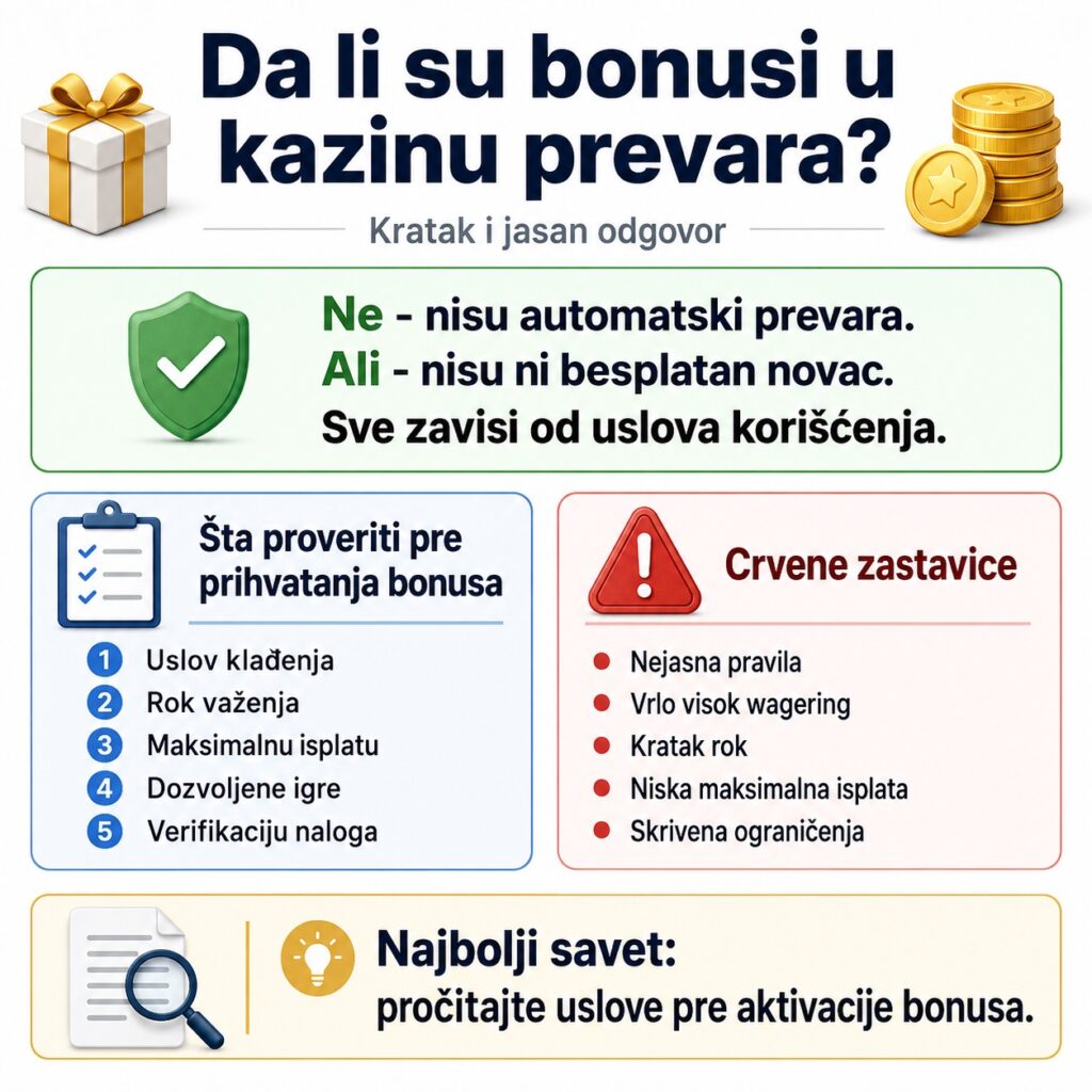 Da li su bonusi u kazinu prevara ili ne infografika